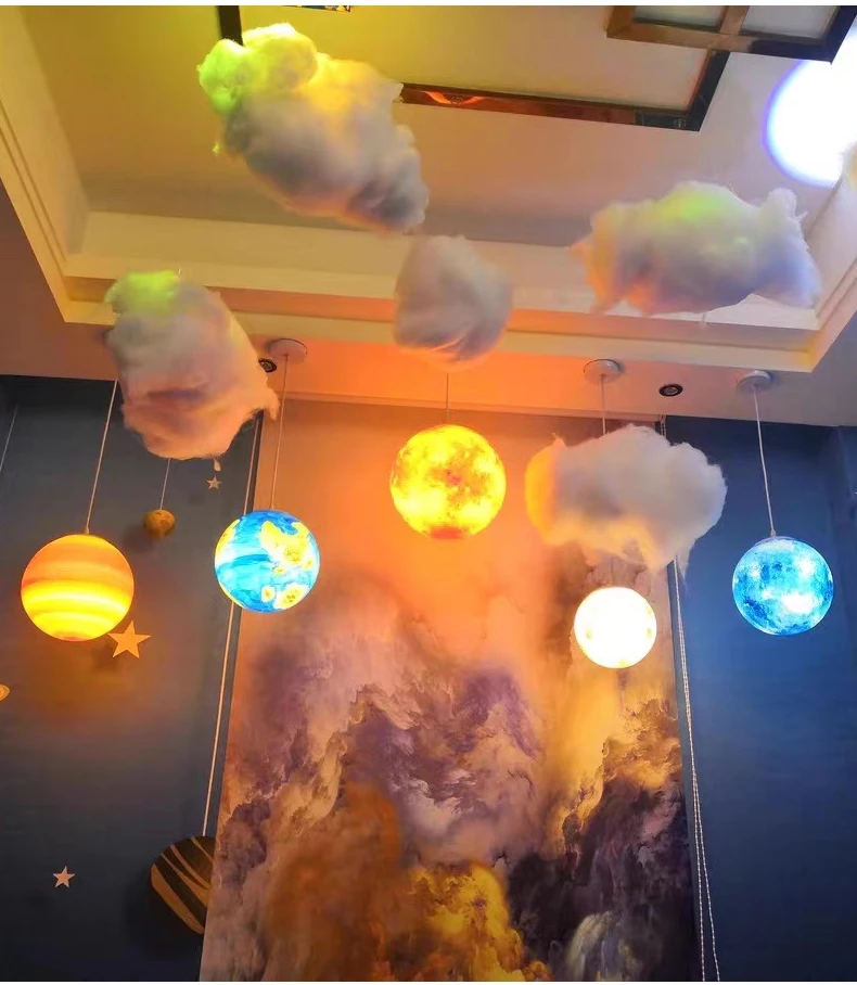 Creative Planet Chandelier Earth Light Eight Planets Decorative Starry Sky Moon Light