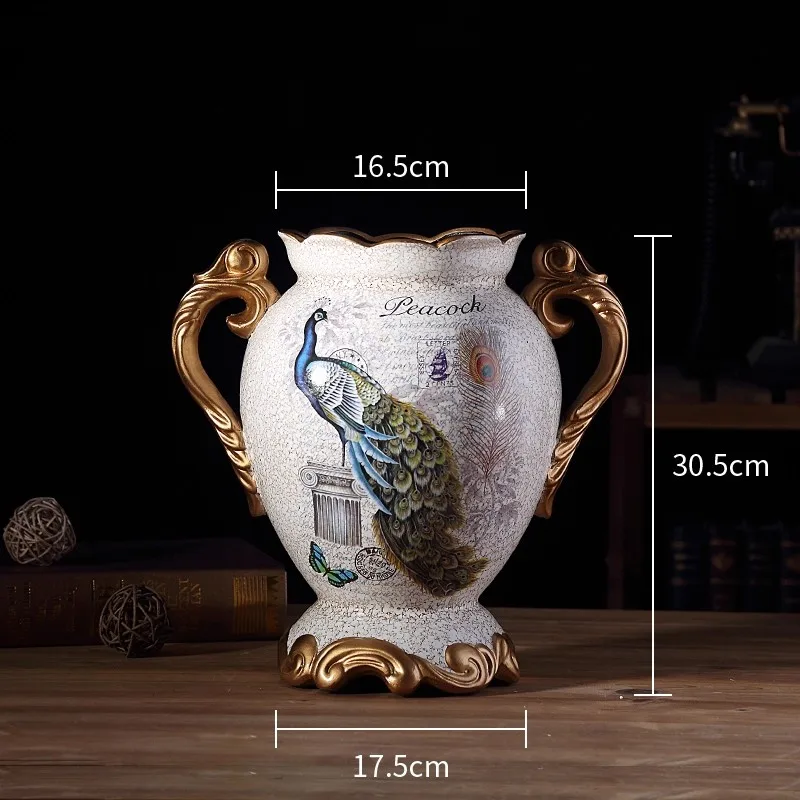 Large size retro ceramic vase for home living room, flower simulation, fake flower, handicraft decoration