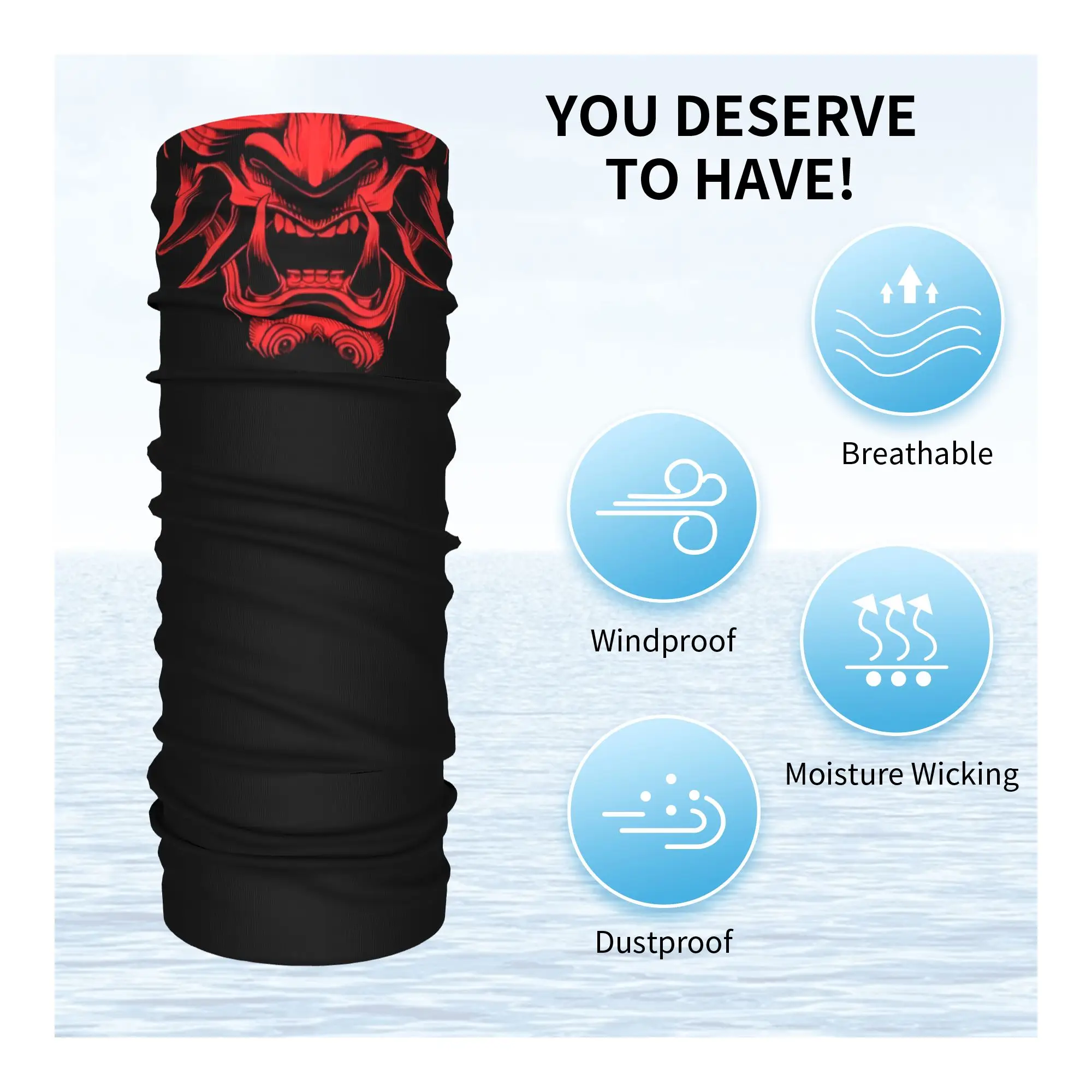 Custom Samurai Oni Demon Neck Gaiter Men Women Windproof Winter Japanese Ronin Bandana Scarf for Ski image 3