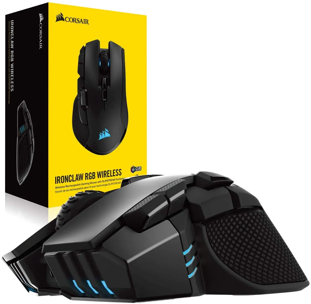 Corsair Ironclaw Wireless RGB - FPS and MOBA Gaming Mouse - 18,000 DPI Optical Sensor - Sub-1 ms SLIPSTREAM Wireless