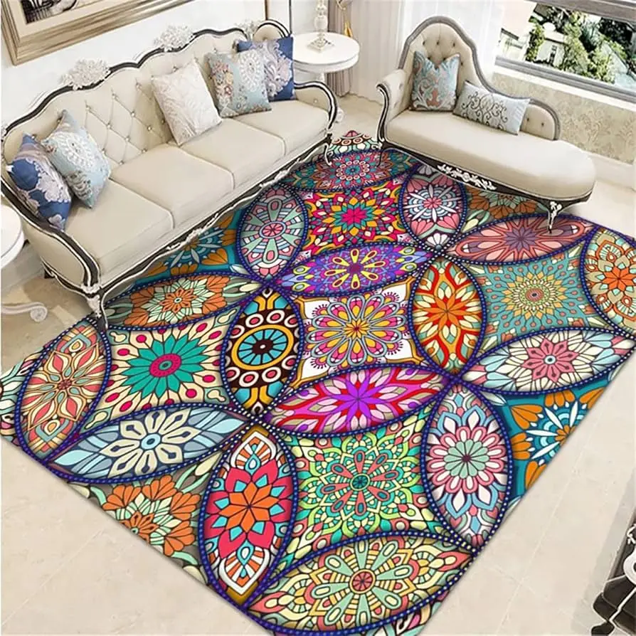 Bohemia Mandala Flower Pattern Carpet Living Room Rug Home Entrance Hallway Doormat Bedroom Bathroom Kitchen Non-Slip Floor Mat