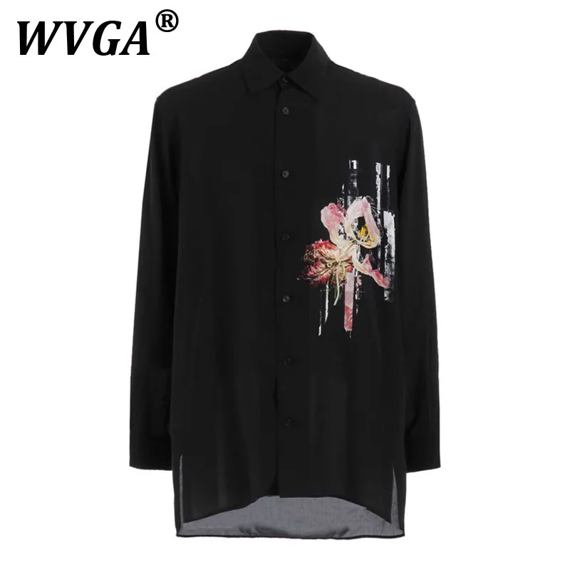 

WVGA Весна Лето Осень Новый Мужской High Street Цветочный Дизайн Модные Рубашки С Длинным Рукавом Нишевая Шикарная Повседневная Рубашка Y2K W9684