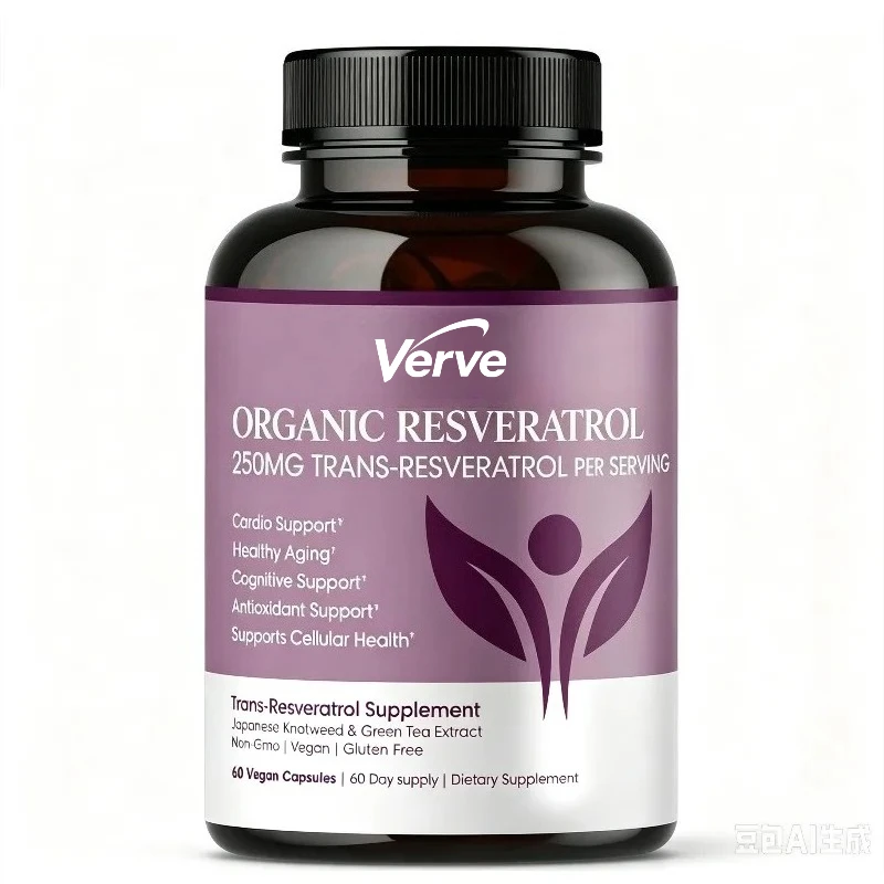 Organic Resveratrol Supplement Containing High Purity and Bioavailable Green Tea -60 Capsules