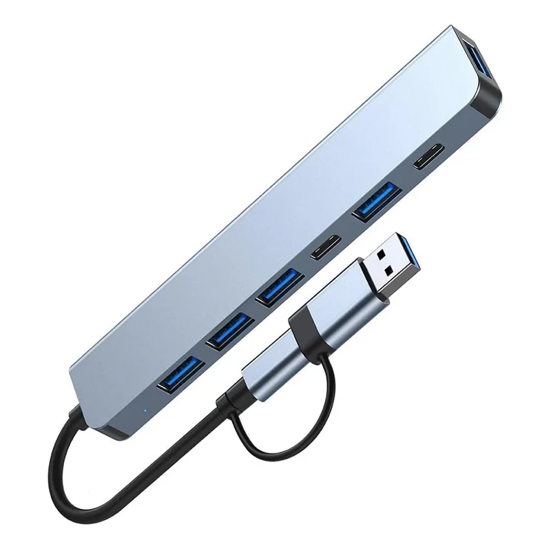 

USB-концентратор C, разветвитель 7 в 1, USB-удлинитель, док-станция с 4 портами USB, 2 порта USB C для ПК, ноутбуков/телефонов и других устройств