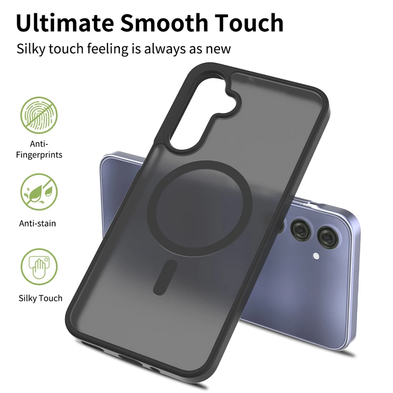 For Samsung Galaxy A16 4G 5G Case Magnetic Matte PC+TPU Anti-Fingerprints Smooth Touch Translucent Cover