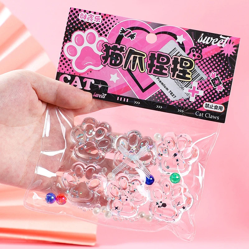 

1Pcs Transparent TPR Cute Cat Paw Squishy Stress Relief Soft Fingertip Toy Squeeze Decompression Slow Rebound Toy For Adult Kids