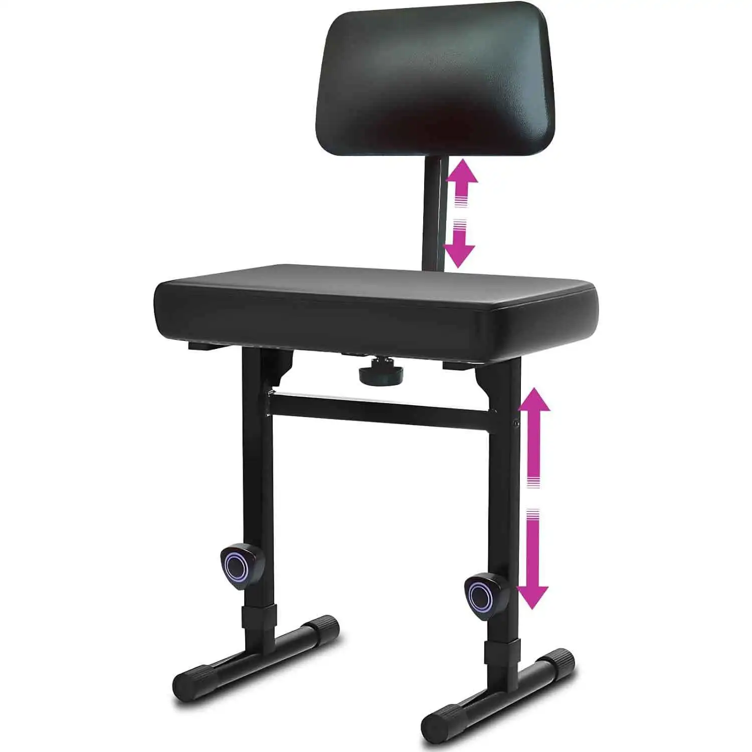 

Hooqu Black Mechanical Adjustment Bracket Lifting Piano Stool Adjustable Stool Music Piano Keyboard Stool Chair with Back Strap