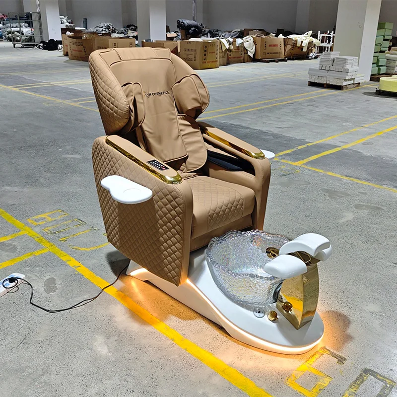 Elektrischer Pediküre-Stuhl mit Massagefunktion, Liegefunktion, Fußbecken, LED-Beleuchtung und Getränkehaltern - Salonmöbel nach Maß im Großhandel – Detail 15