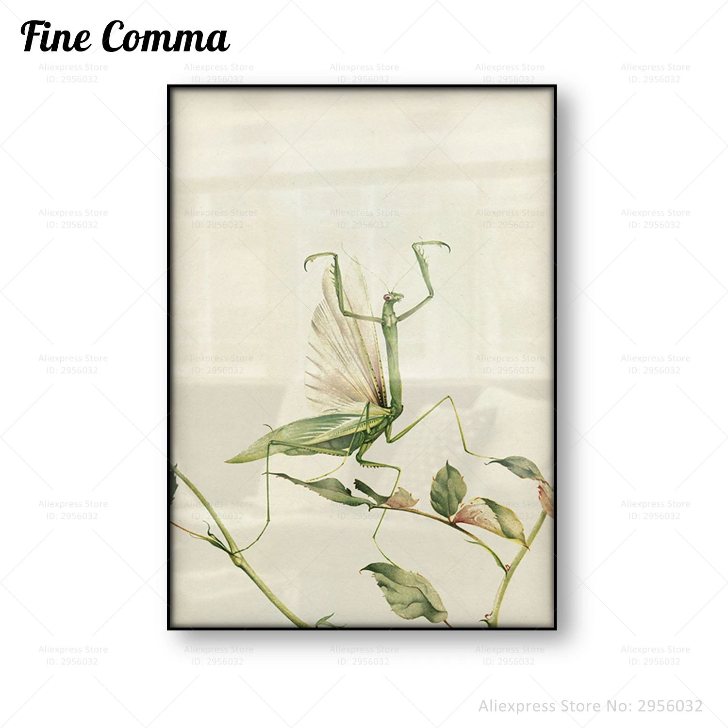Praying Mantis Dancing Vintage Poster Antique Insect Wall Art Canvas Print Green Art Flower Oil Painting Decor Home Decor Gift