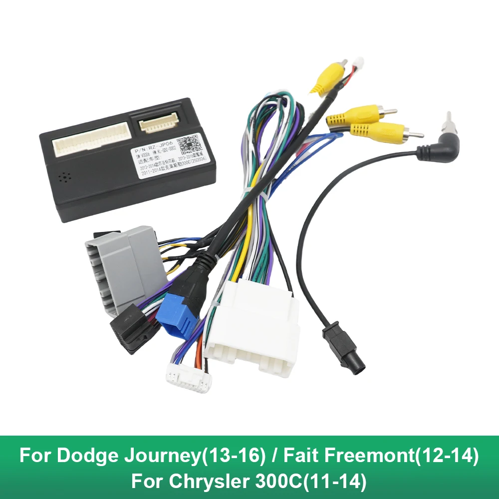 

16Pin Car Stereo Wire Harness Adapter Decoder For Dodge Journey Fiat Freemont Leap Android Power Cable With Canbus Box