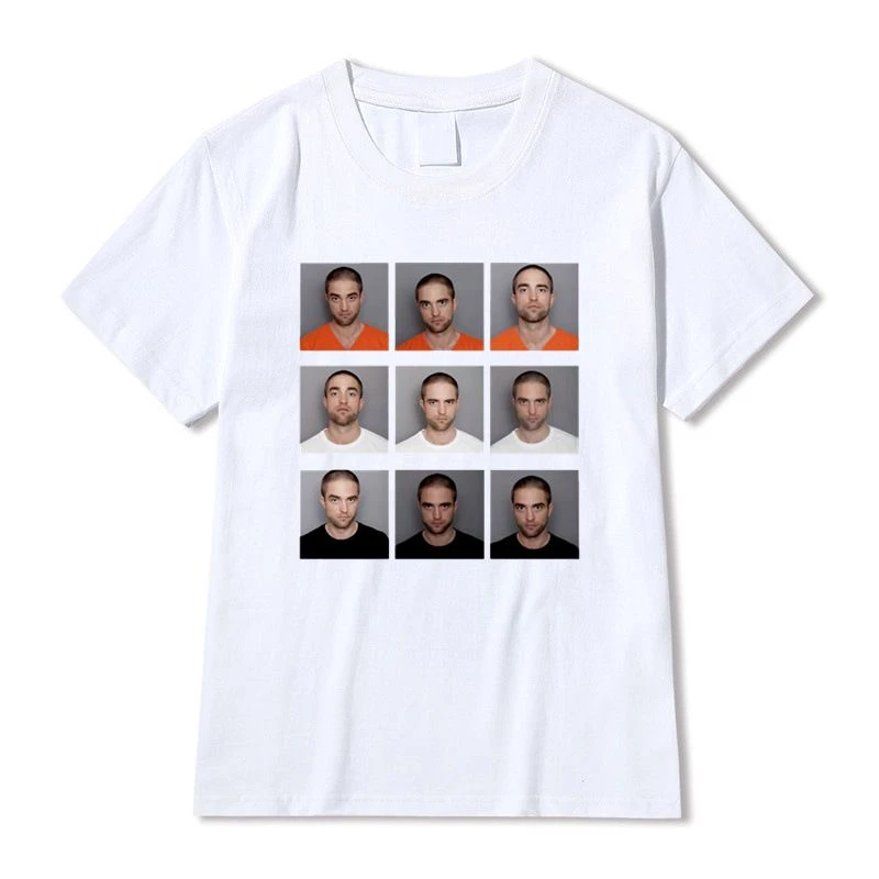 Edgy Viral Meme T Shirt Robert Pattinson Mugshot Nine Picture Grid Portrait Print Summer Ins Trendy Unisex Cotton Graphic Tops
