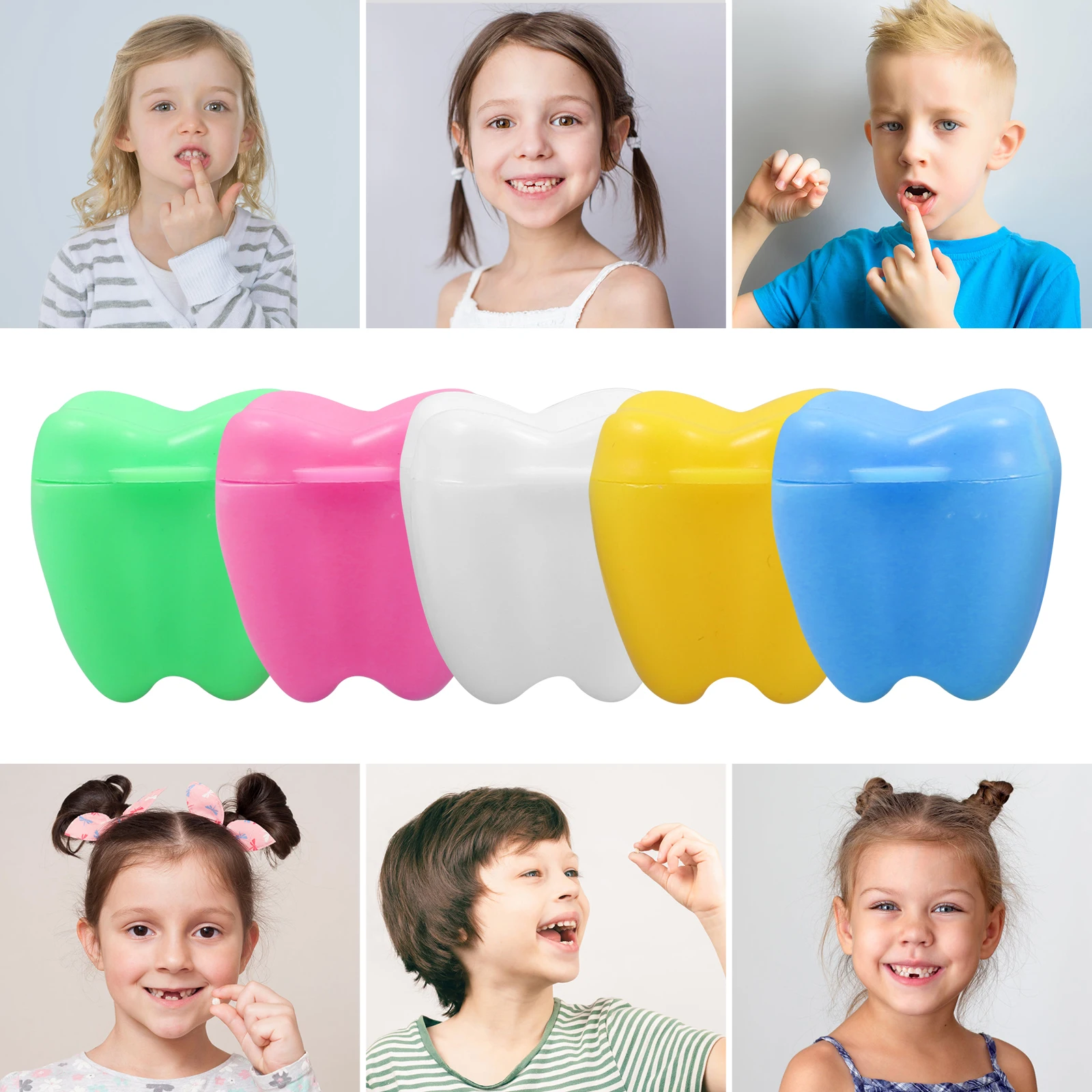 

20pcs Kids Tooth Holder Children Keepsake Box Baby Teeth Storage Container First Tooth Collector Box Cartoon Design Light