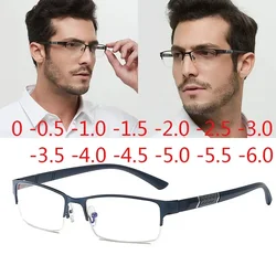 Lunettes de Myopie Demi-monture en Métal, Unisexes, 0 -0.5 -1 -1.5 -2 -2.5 -3 -4 -5 -6