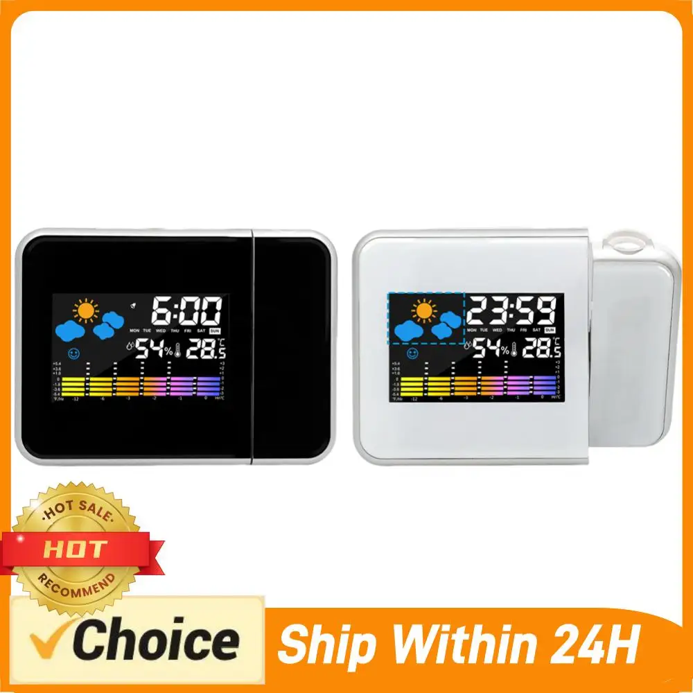 Smart Alarm Clock with Night Backlight Desk Table Thermometer Hygrometer Projection Clock for Home Living Room Bedroom
