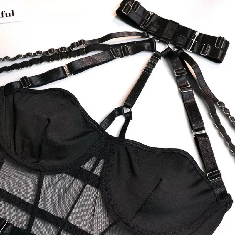 Toucheart مثير الإناث الملابس الداخلية النساء مثير الملابس الداخلية جمع تشكيل الجسم مثير Strappy نيسيي بلون الرسن بذلة مجموعة #6