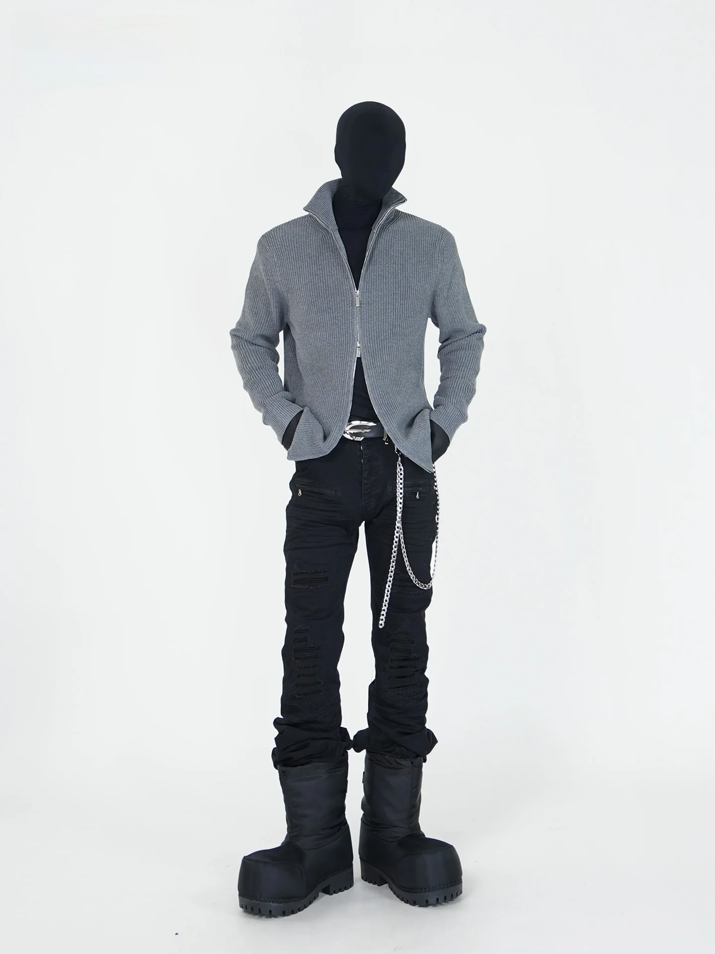 

Мужской вязаный свитер VE2 Cleanfit с воротником-стойкой и молнией, универсальный базовый слой, длинный рукав, осенне-зимняя мода, полиэстер