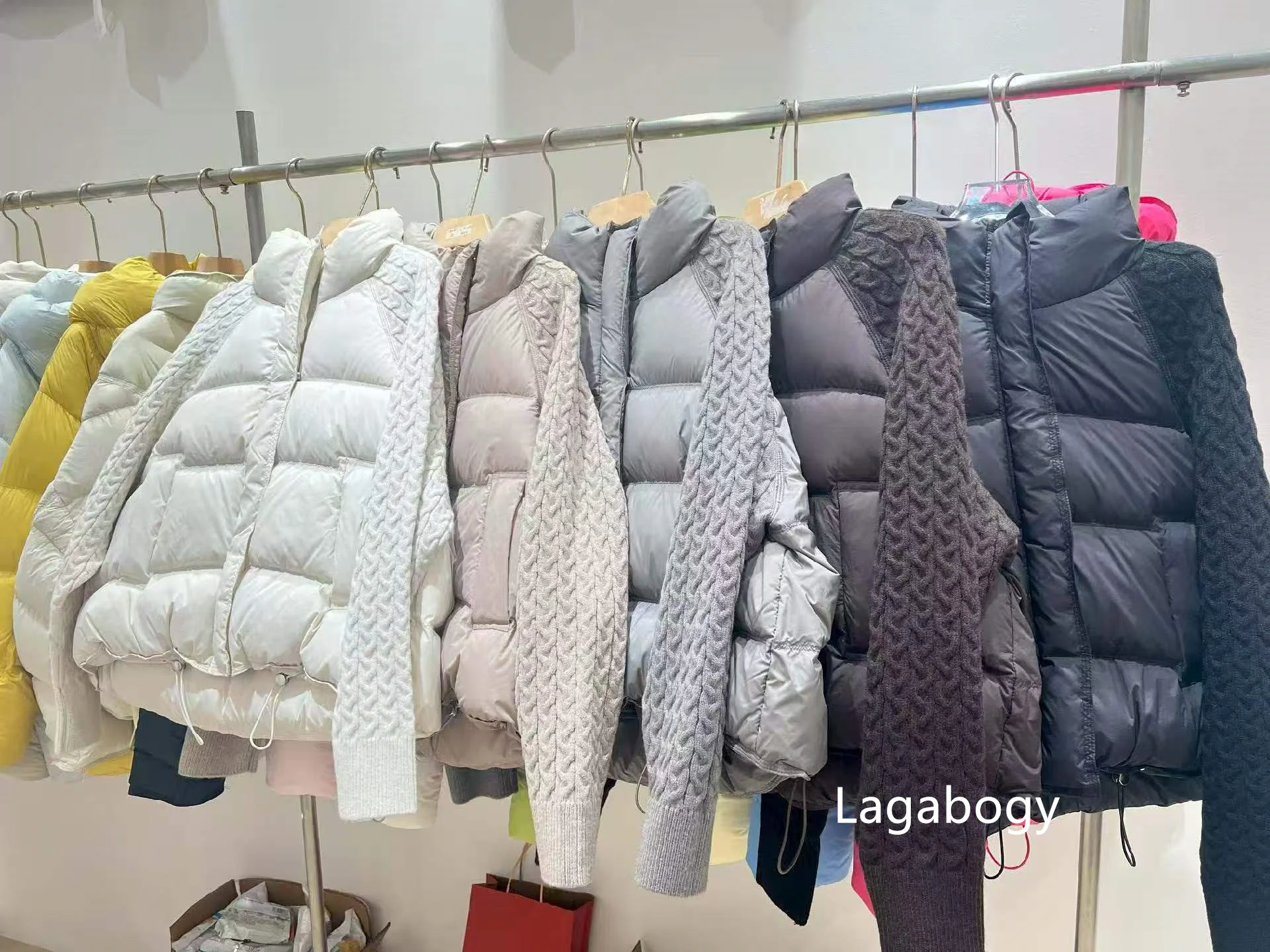 Lagabogy 2026 New Winter Turtleneck White Duck Down Jacket Women Patchwork Knitted Warm Drawstring Short Soft Puffer Coat Female