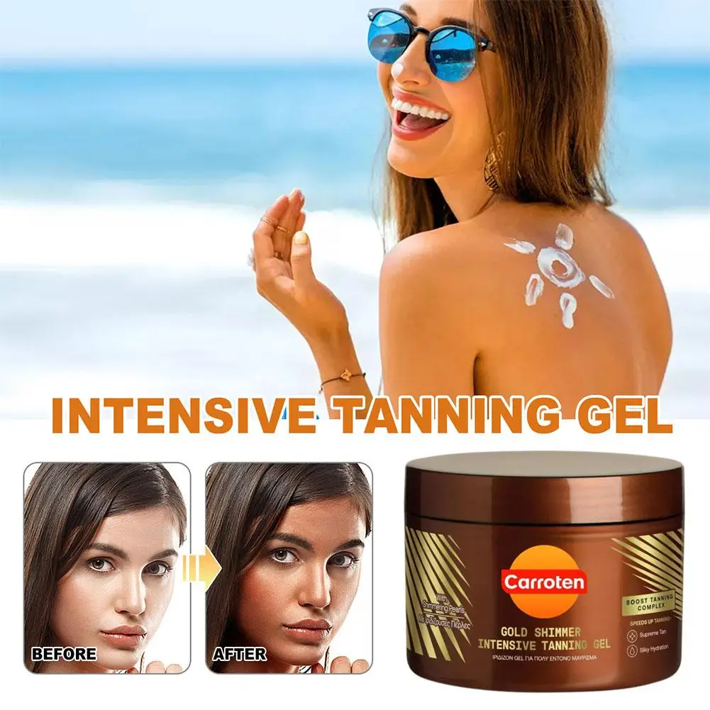 Carroten Bronzed Gold Shimmer Intensive Tanning Gel Speeds Up Tanning Silky Hydration Tanning Gloss Gel Deepen Lotion Sunless