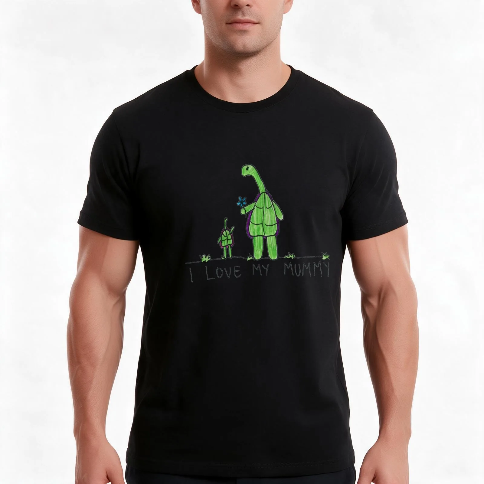 I Love My Mummy Mother Turtle and Baby Turtle T-Shirt, Summer Casual Cotton Tee, Oversized Streetwear Tops, Unisex Men Women