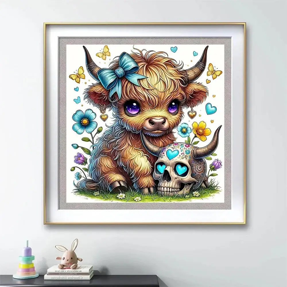 Diamond Painting Cow Highland Cattle Animal DIY Hobby Diamond Embroidery Skull Cartoon Sunflower Home Decor Gift