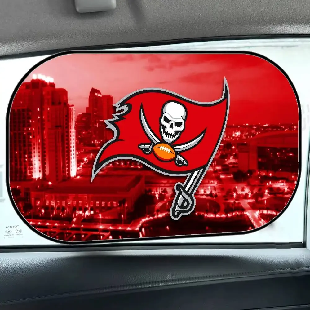 شعار T-Tampa Bay Buccaneerss نافذة جانبية ظلال نافذة السيارة الجانبية الشمسيات الزجاج الأمامي نافذة السيارات ظلة غطاء للطفل