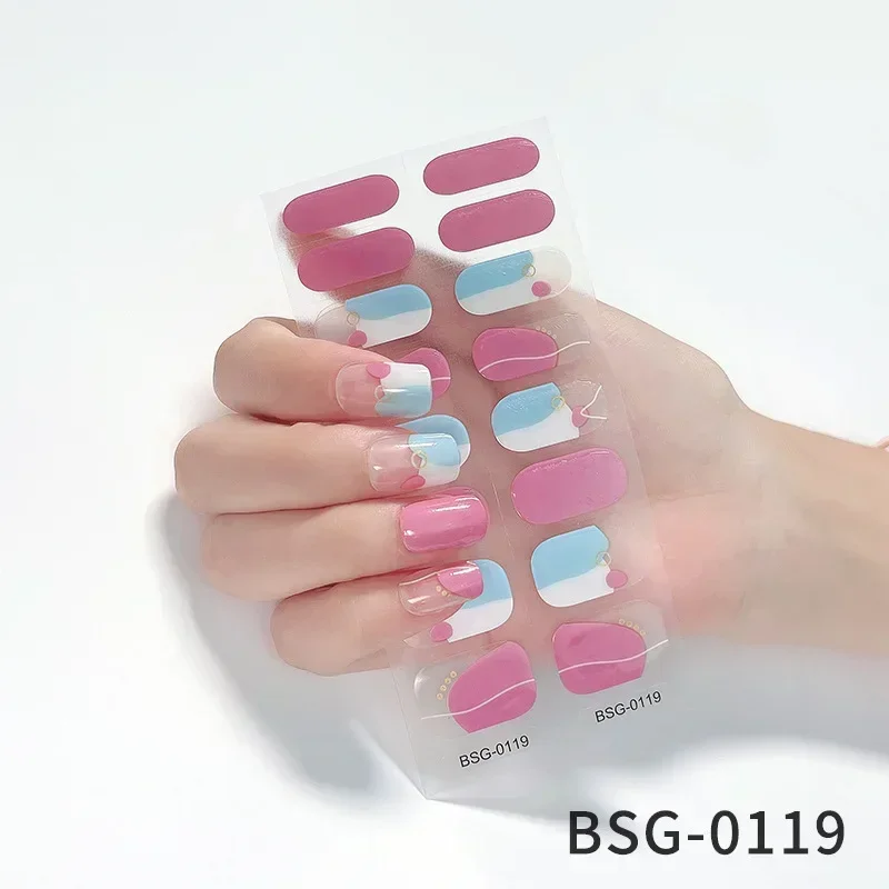 Bandes d'ongles en gel semi-durci, lampe UV, autocollant pour ongles, décoration de manucure, lumière LED, décalcomanies en polaire d'été, conseils de décoration d'art d'ongle de mode