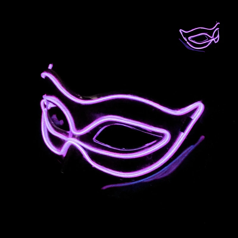 

New Design 10 Color Choice Silver Fox Mask Luminous Fashion Half Face Mask Carnival Masquerade Cosplay Light Up Costume Supplies