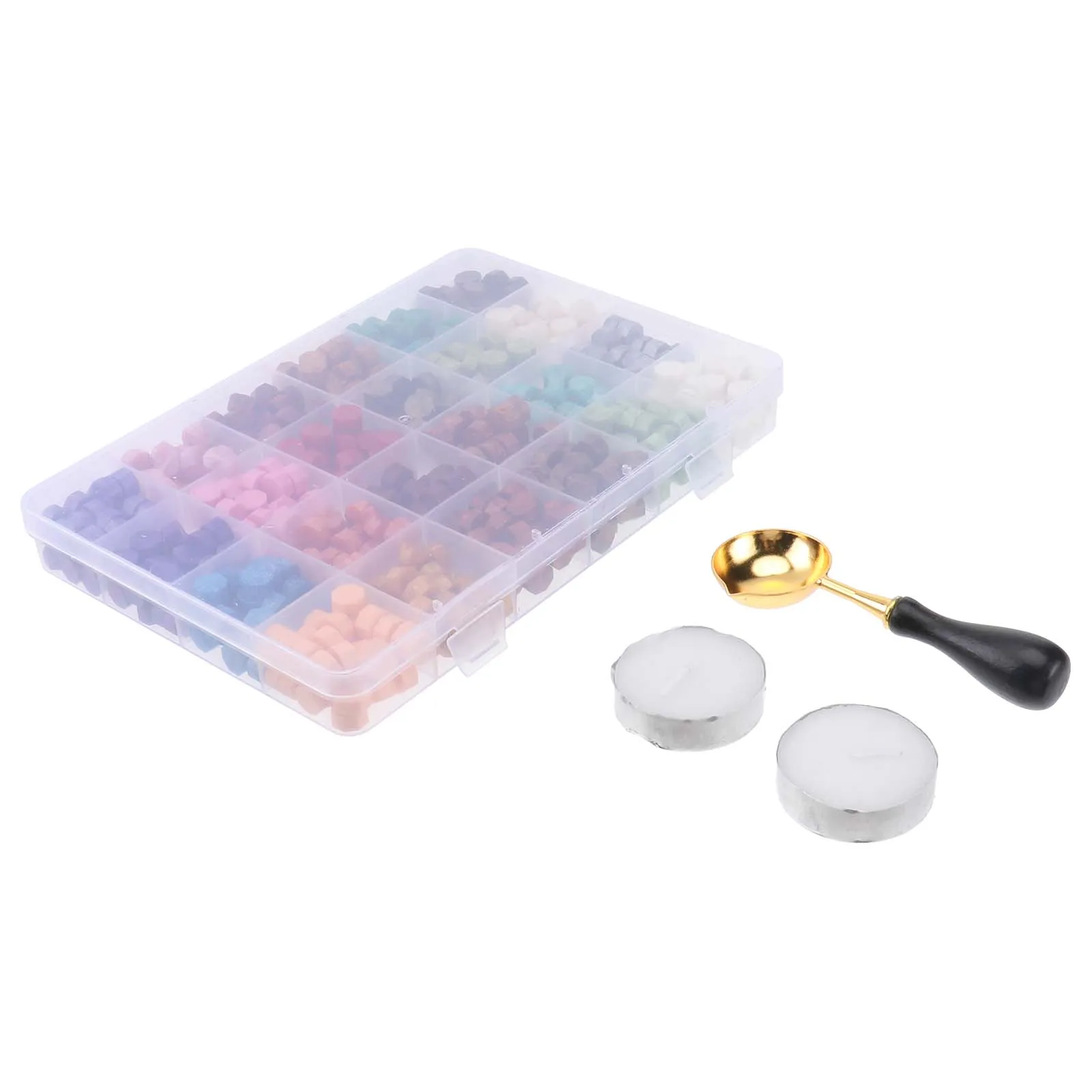 

600pcs Sealing Wax Beads Retro Spoon Suit 2 Candles 24 Colors Envelopes Invitations Greeting Cards Eco Friendly Hardware