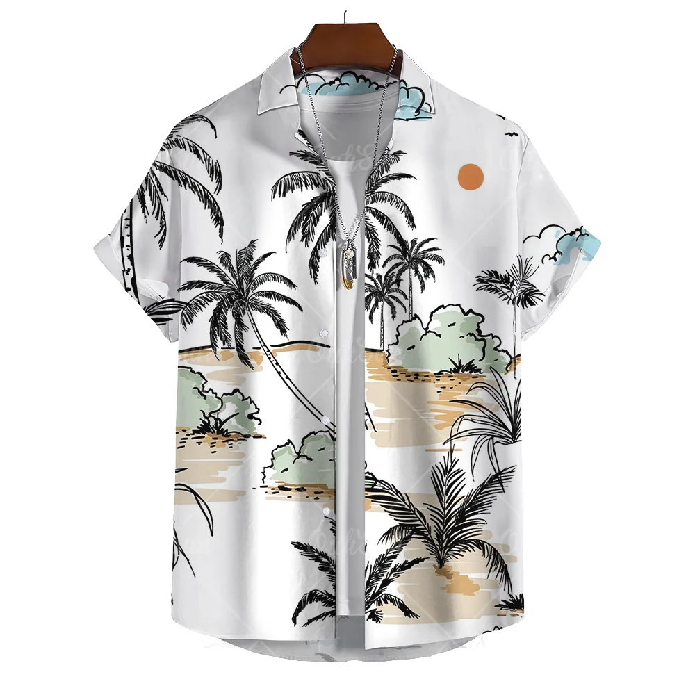 Men's 3d Coconut Tree Men'S Shirt Beach Party Short Sleeve Hawaiian Shirt Daily Casual Top Fashion Luxury Clothing Oversized New