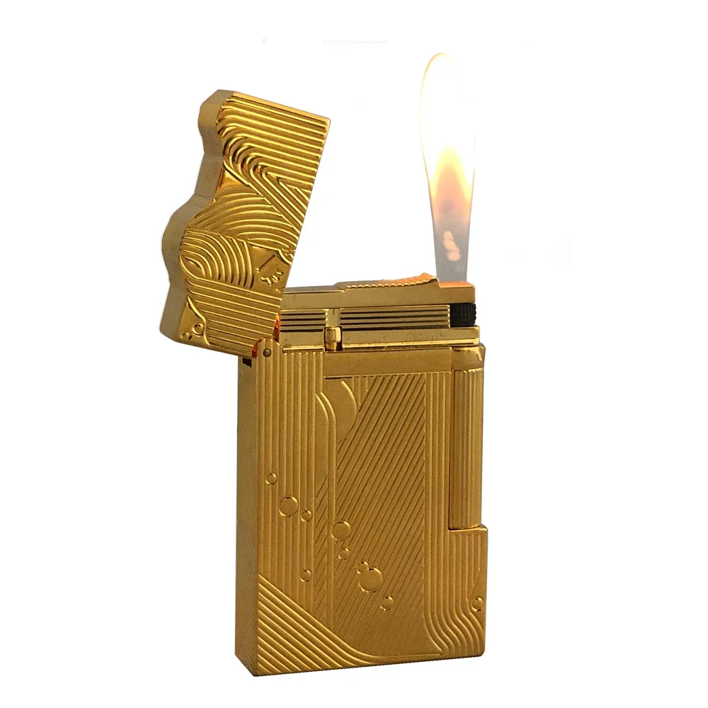 Gold Sleep Mermaid Pattern Vintage Lighter Cigarette Smoking Gas Lighters Classic Sound Metal Lighters Fire Men Collection