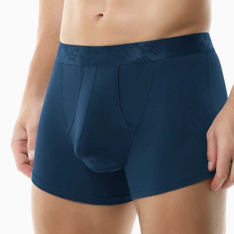 5 قطع ملابس داخلية مقسمة للرجال من Gun-bulet، دعم الصفن من الحرير الجليدي، حزام خصر رفيع قابل للتنفس بأربعة زوايا