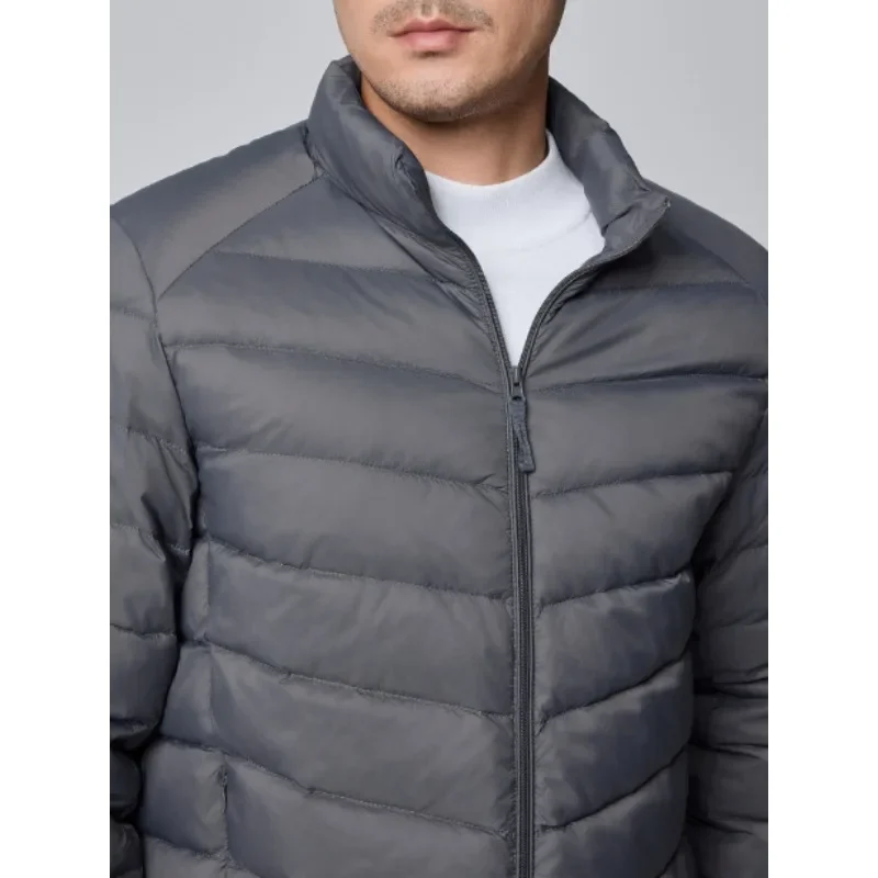 Winter men's light simple solid color down jacket high quality grey duck down collar three-dimensional cut down jacket size 3XL