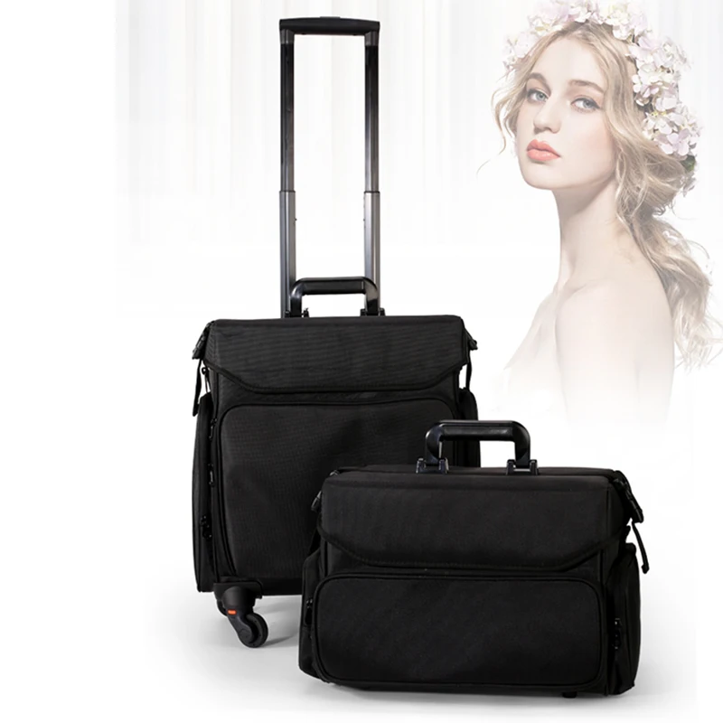 Valigia Trolley per trucco grande moda, valigia Trolley per cassetta degli attrezzi cosmetica per unghie, valigia per tatuaggi di bellezza per donna su ruote