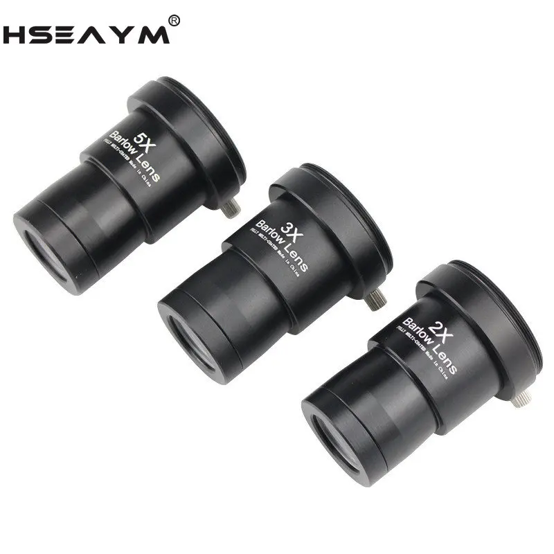 HSEAYM Metal 2X 3X 5X Barlow Lens Multi-layer Coating 1.25 Inches 31.7mm Astronomical Telescope Monocular Thread T2 M42x0.75mm