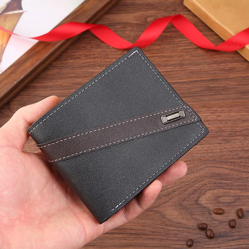 Men Short PU Leather Wallet Multi-Slot Coin Pocket Business Credit ID Card Holder Wallet Men Purse Simple Dollar Coin Money Bags