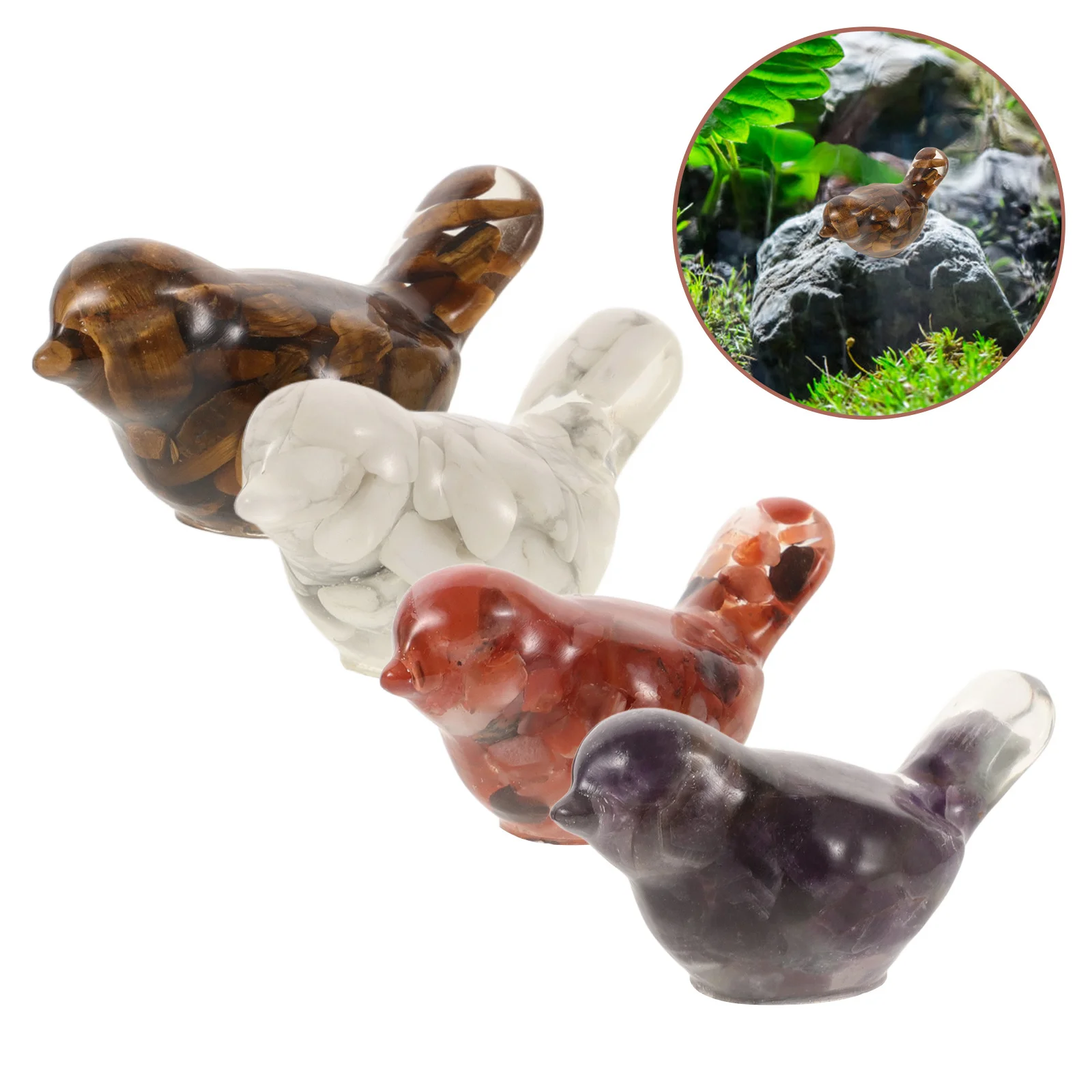

4pcs Crystal Resin Mini Figurines Adorable Micro Landscape Statues Desktop Garden Yard Decorative Accessories Lovely Miniature