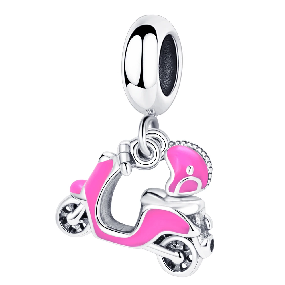 PANQDIY Sterling Silver 925 Motorcycle Bike Pendant Charm For Original Silver 925 Bracelet European Brand Jewelry Accessories