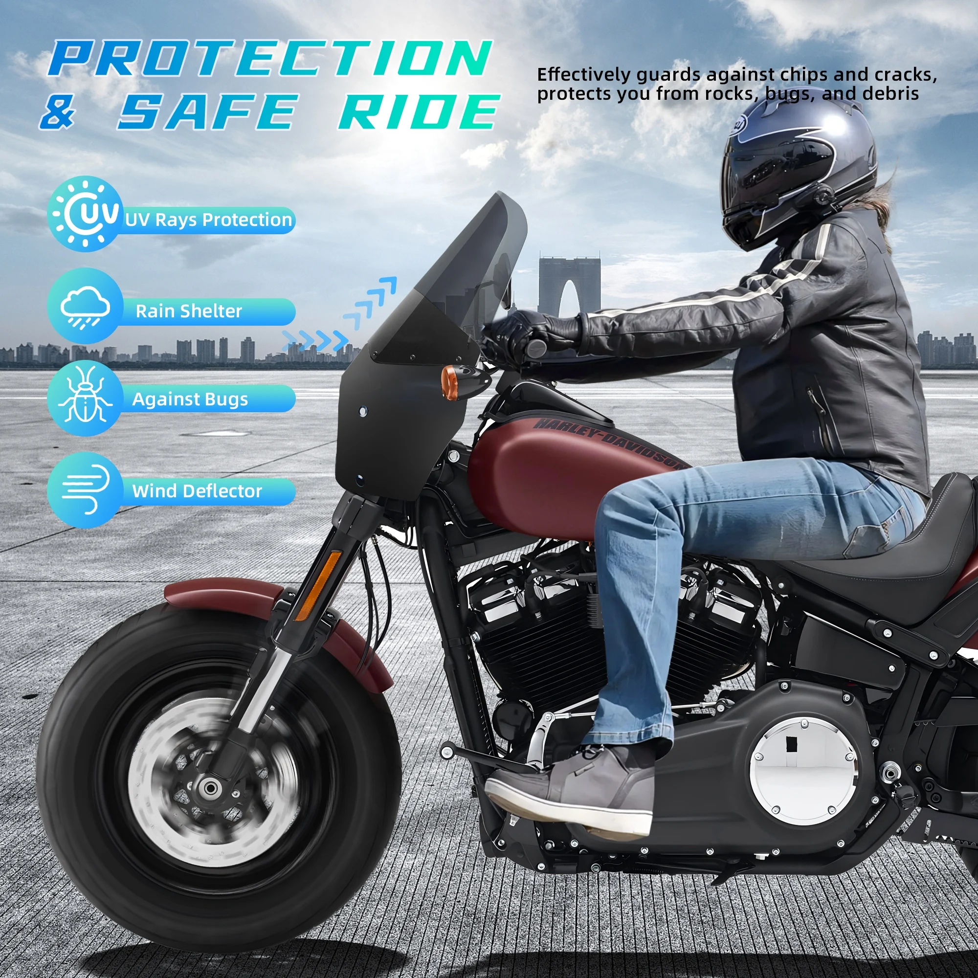 هدية أمامية للدراجة النارية باللون الأسود غير اللامع مقاس 15 بوصة هدية أمامية لدراجة Harley Softail Fat Bob FXFB 2018-19 FXFBS 2018-2024