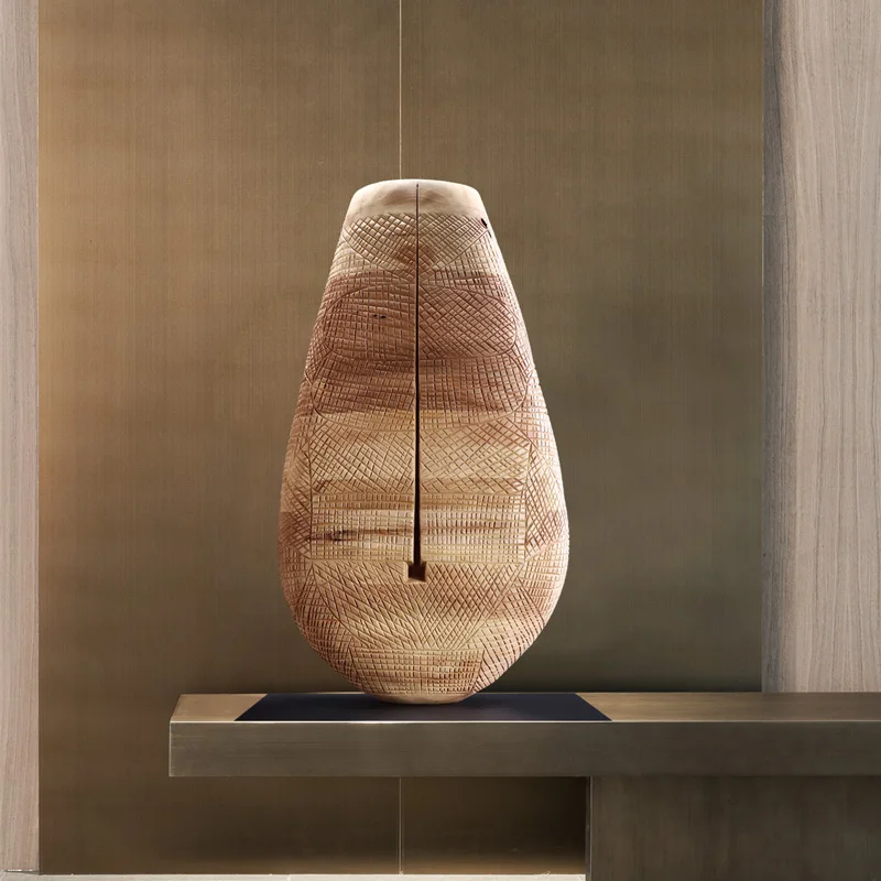 Abstract wood carving floor sculpture hotel lobby art