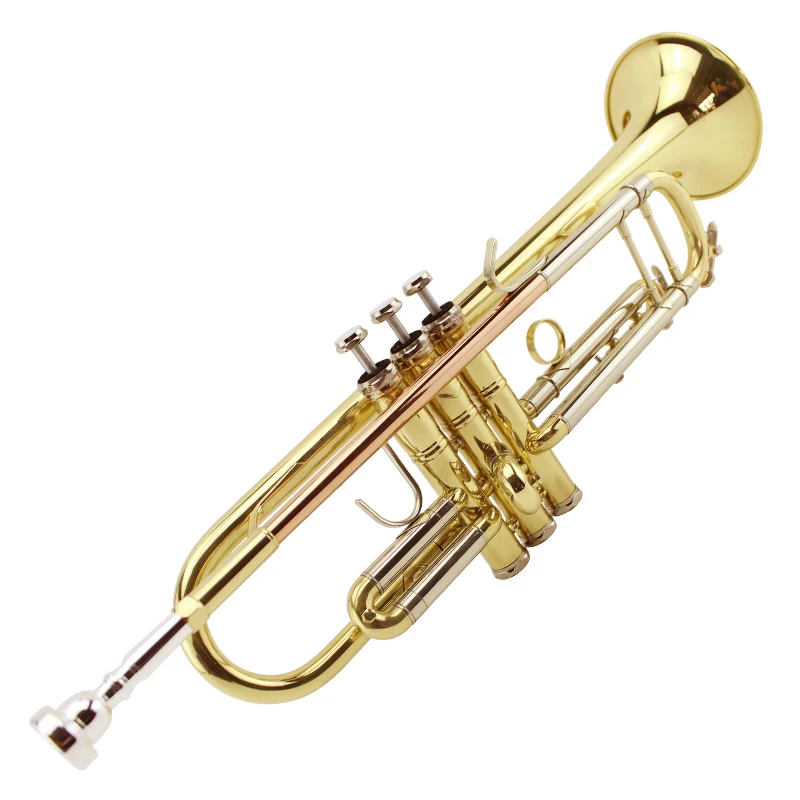 Professional brass instrument trumpet in B flat three colors