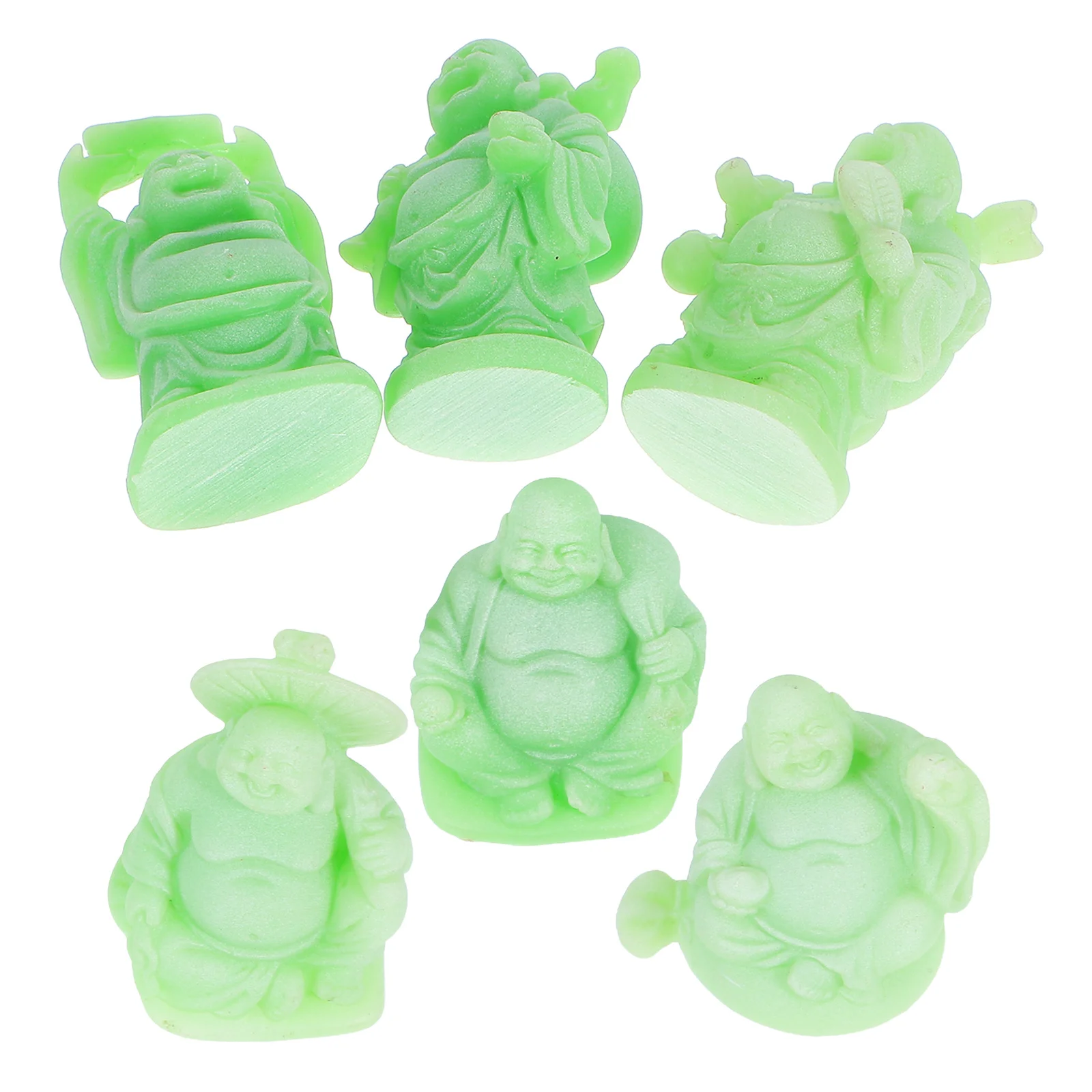 

6 Pcs Smiling Buddha Statue Decors Feng Shui Mini Decorative Statues Resin Ornament Gods Figure for Desk Gold