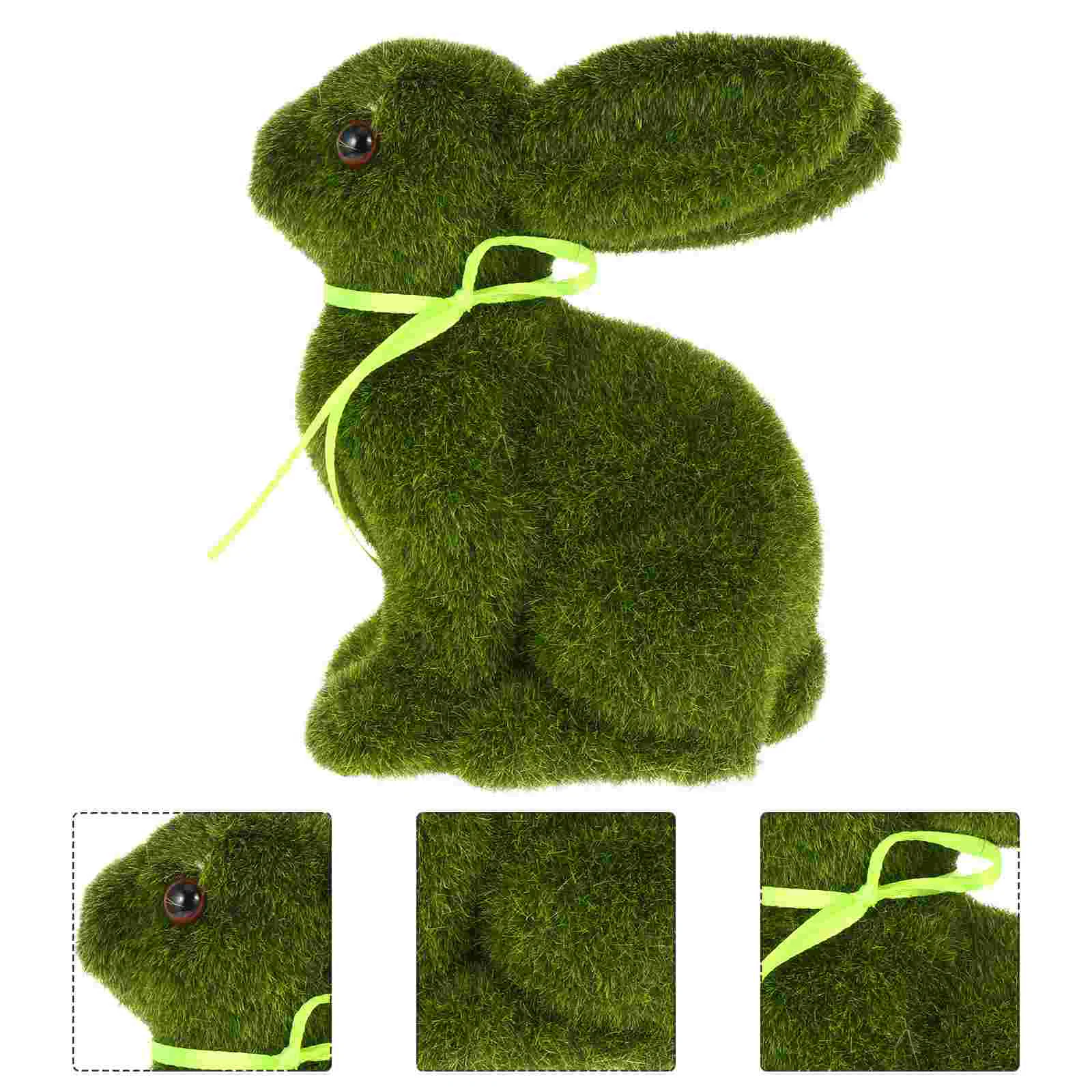 Decorative Flocked Bunny Topiary Outdoor Plush Green Moss Rabbit Party Easter Rabbits