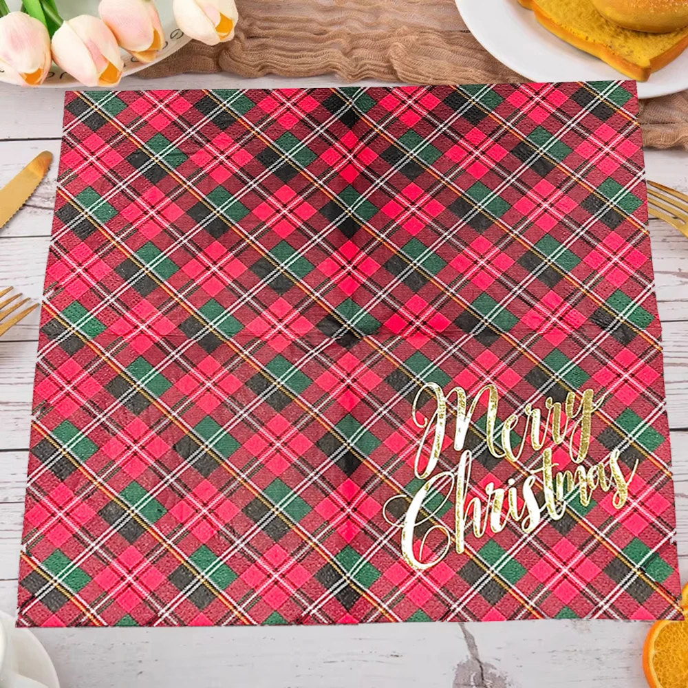 60 個/20 個クリスマスプリント使い捨てナプキンダイニングテーブルティッシュフェスティバルパーティー装飾折りたたみナプキン