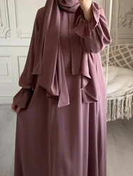 Robe de soirée musulmane pour femmes, Abaya marocaine, manches évasées, robe longue modeste avec écharpe, Ramadan, caftan, Islam, Dubaï, arabe