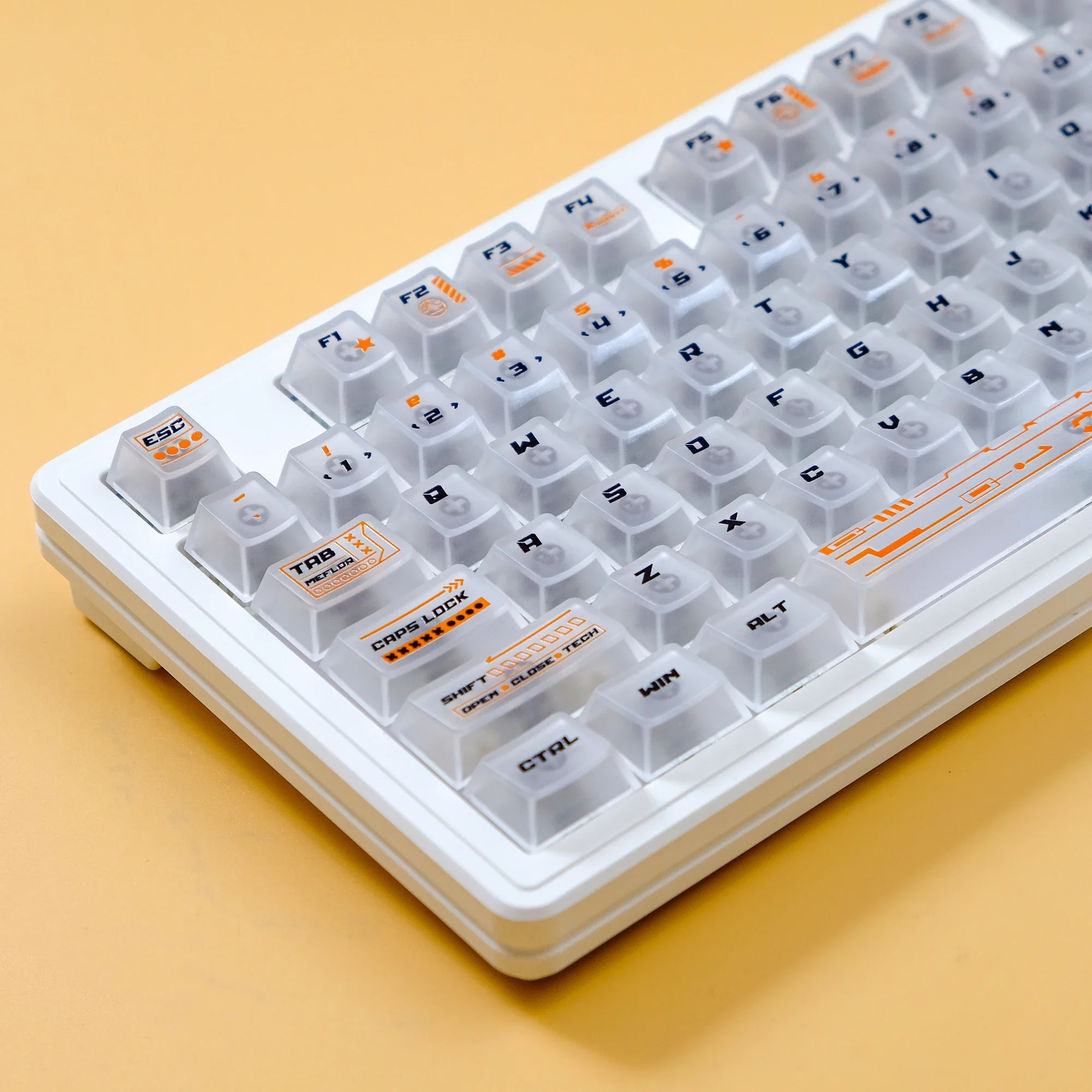 

KBDiy 140 Keys Cherry Profile Light Etching Keycaps for Mechanical Keyboard Keycaps Custom White Matte Translucent PC Material