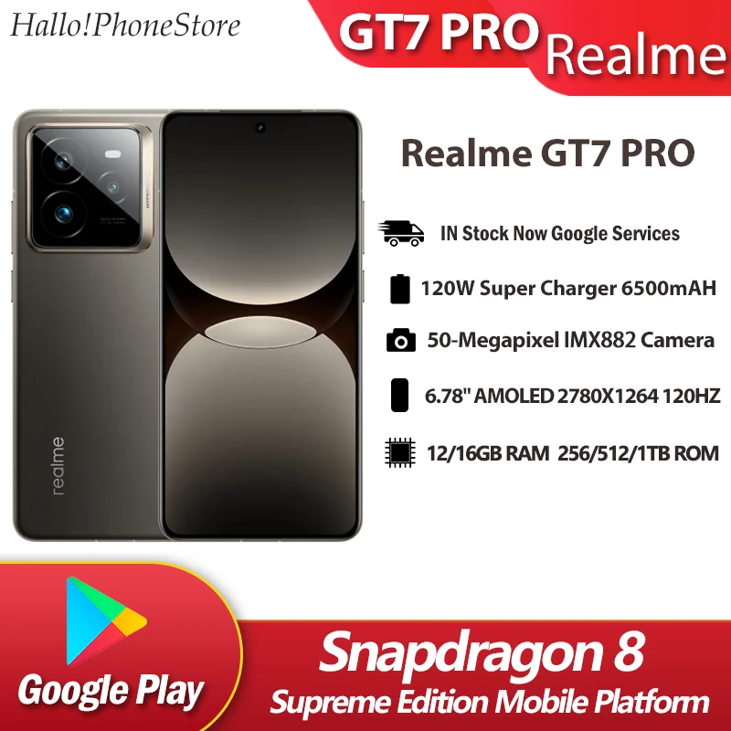 Original Unlocked Realme GT7 PRO GT 7Pro Snapdragon 8 Elite Mobile Platform AMOLED LPDDR5X 144HZ OTA Google play NFC