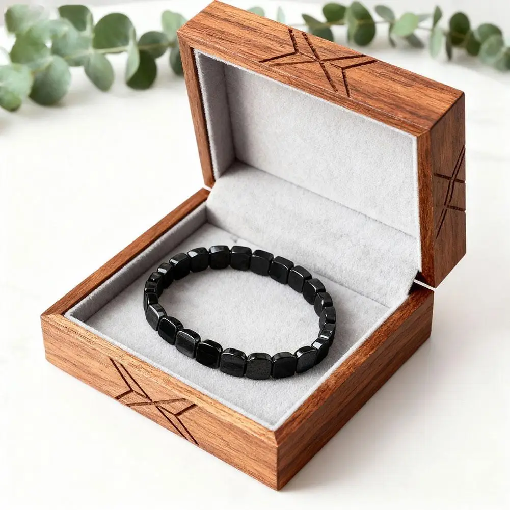Homens hematita pulseira perda de peso não-magnético preto hematita grânulo pulseira cura terapia de saúde equilíbrio pulsera jóias presente