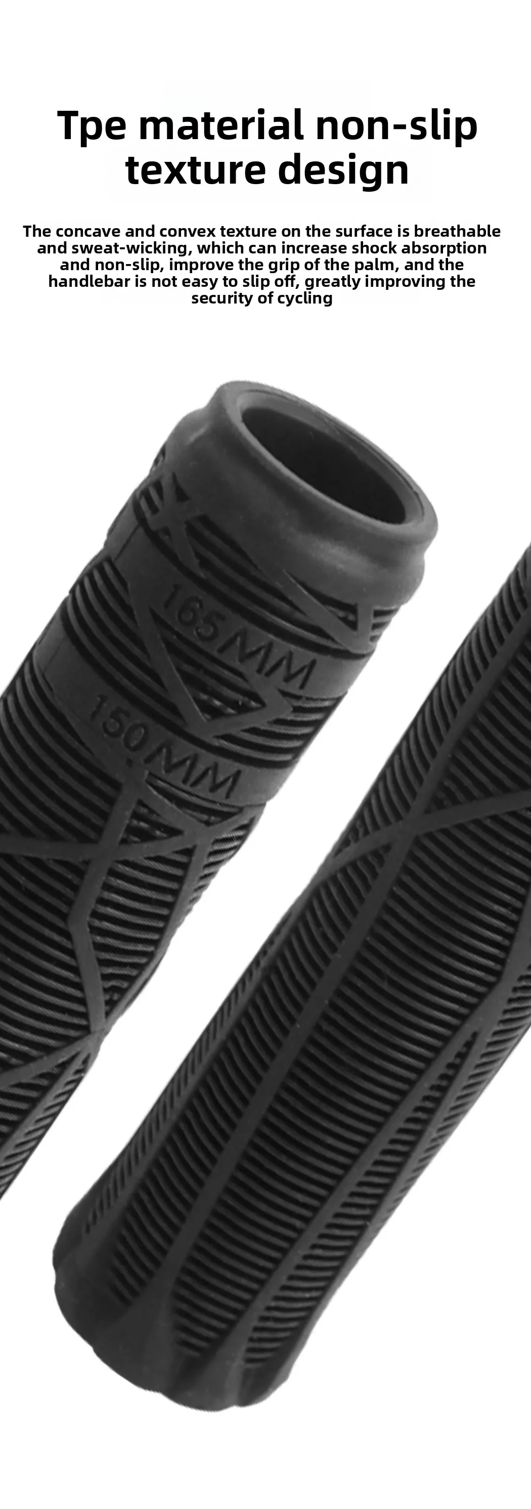 Verlängerte Fahrradlenkerhülle, einteilig, aus Gummi, zuschneidbar, rutschfest, verstärkt, stoßdämpfend, für Roller und Fahrräder, TPE – Detail 7