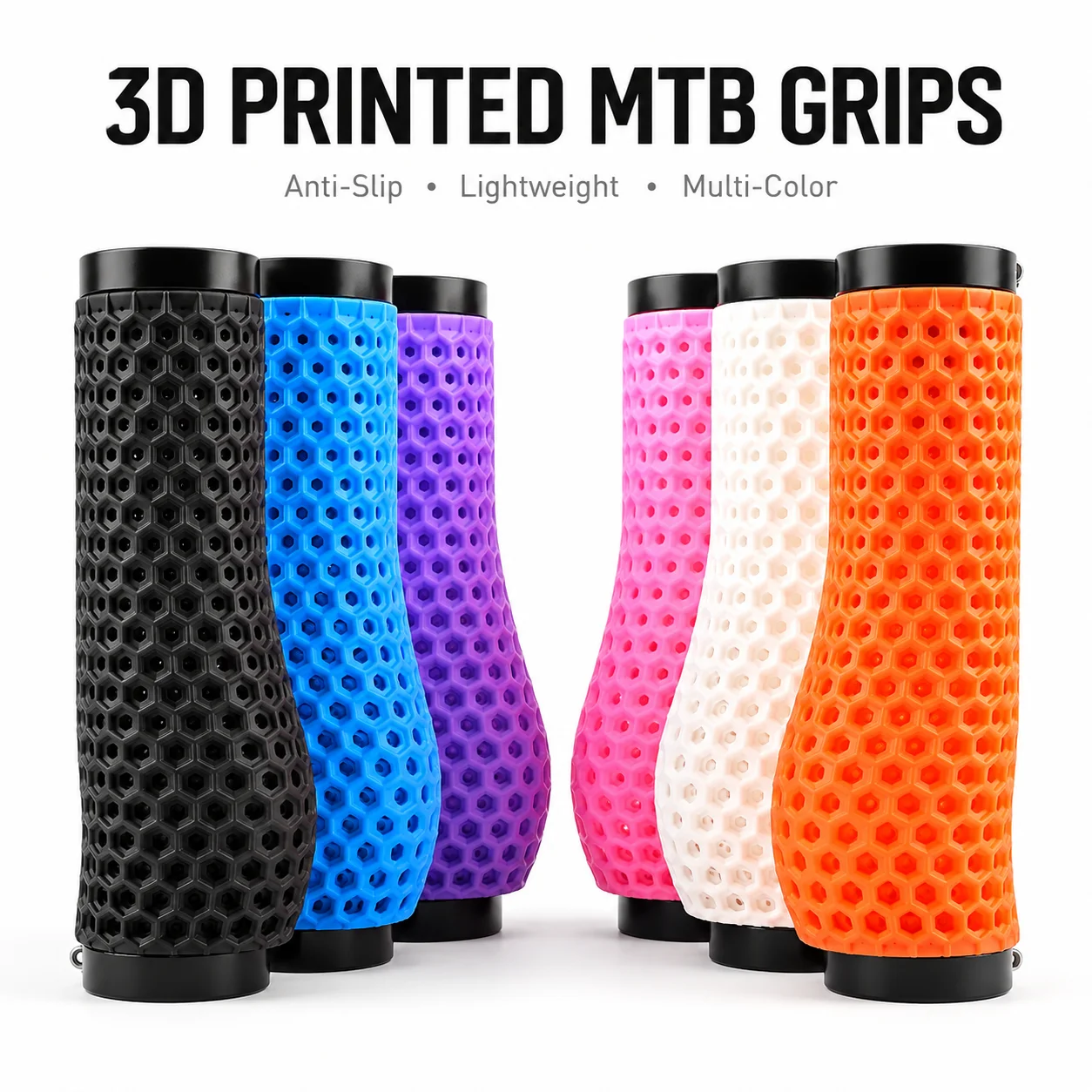 Poignées de guidon de vélo GOLDIX en nid d'abeille imprimées en 3D, réglables, à verrouillage bilatéral, antidérapantes, respirantes, absorbant les chocs, pour VTT