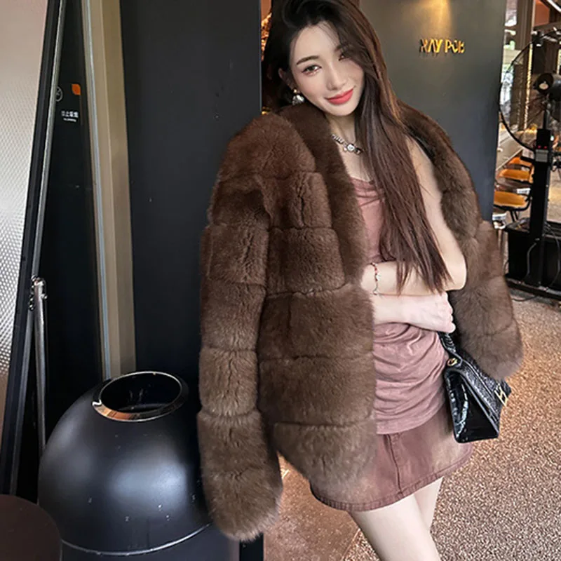 High Quality Fur Coat Solid Color Imitating Mink Fur Women Fur Coat 2025 New Winter Thick Temperament Leisure Women Fur Coat 630